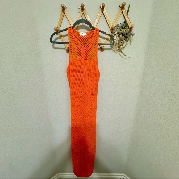 A.L.C Roland Orange Crocheted Cotton Midi Dress XS - Picture 4 of 8